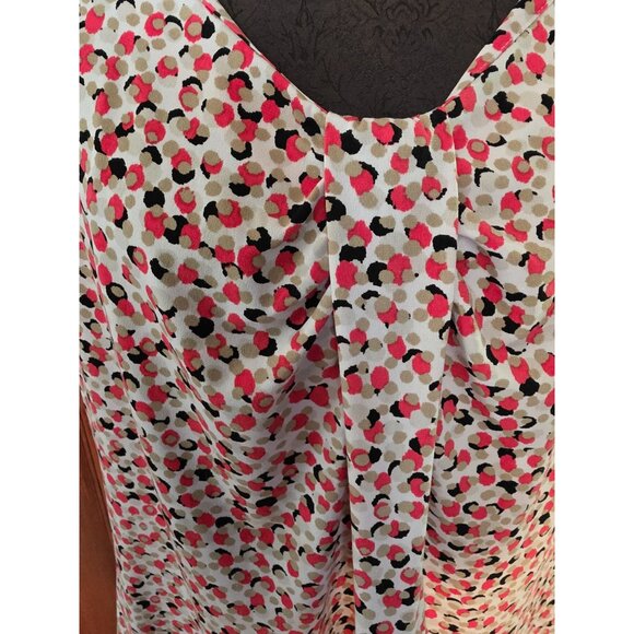 Jones Studio Womens Sleeveless Dotted Blouse 2X Pink & Black - Picture 2 of 7